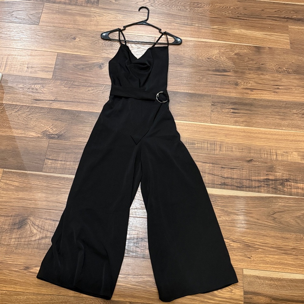 Urban Outfitters Black Strappy Capri Wide Leg Jumpsuit